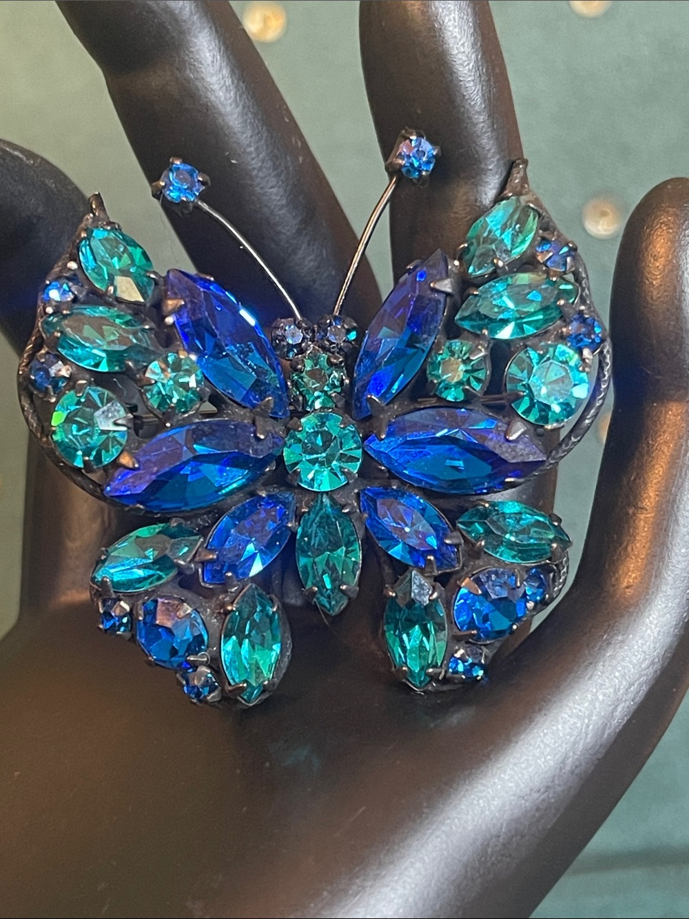 1950’s Regency Rhinestone Butterfly Japanned Brooch